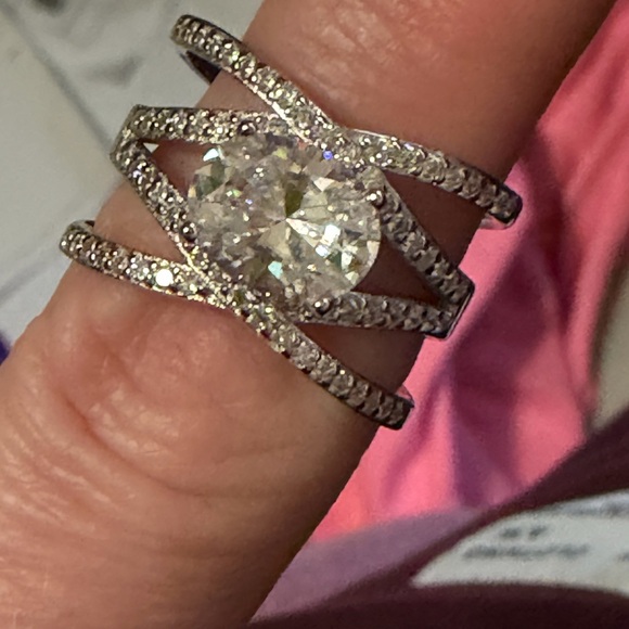 Sterling Silver Multi-Band moissanite Ring - size 8